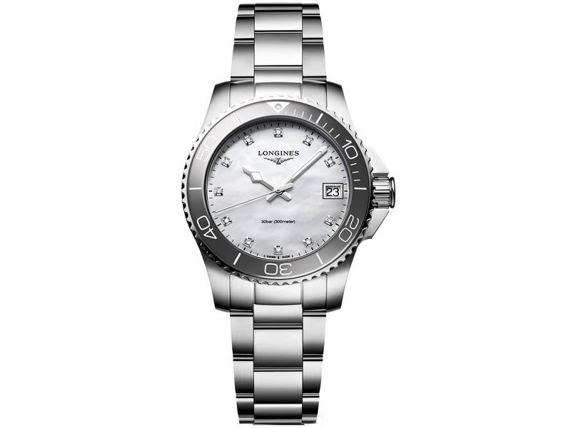 QUARTZ WOMEN'S WATCH STEEL/STEEL WITH DIAMONDS HYDROCONQUEST LONGINES L3.370.4.87.6